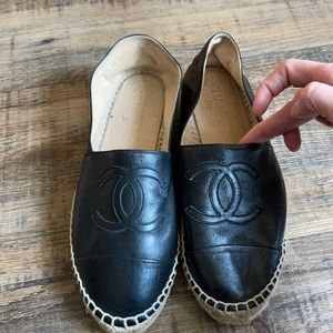 AUTH Chanel Lambskin Espadrilles